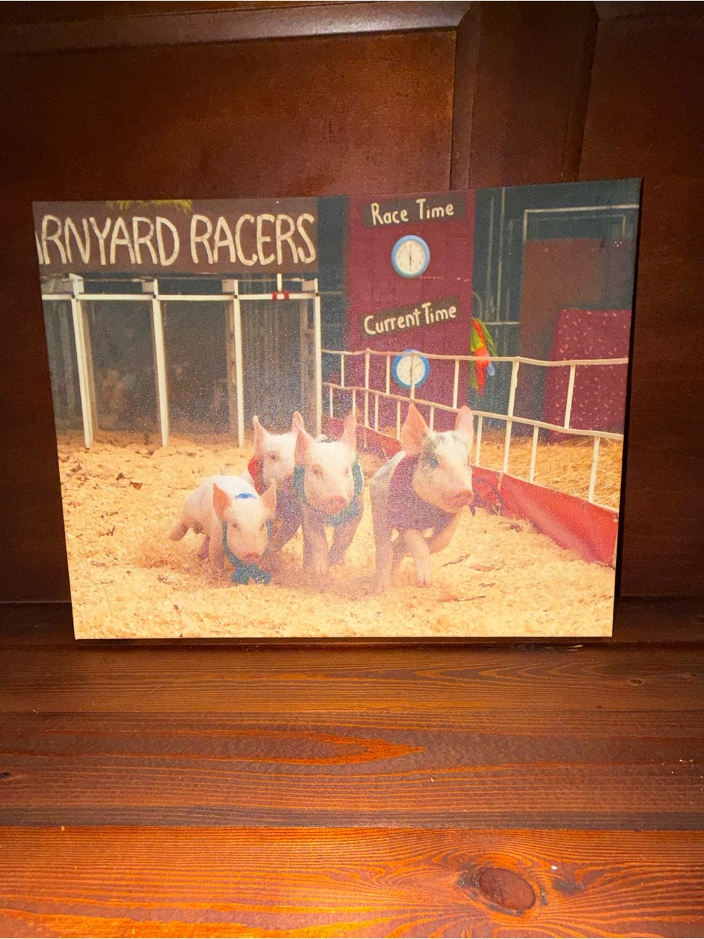 “Racing Piggies” 12x16 Canvas Wall Art Barnyard Farmhouse Pig Wall Art Decor